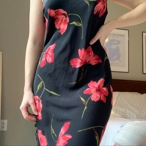 Vtg 90s Slip Dress Floral Chiffon Maxi Size 14